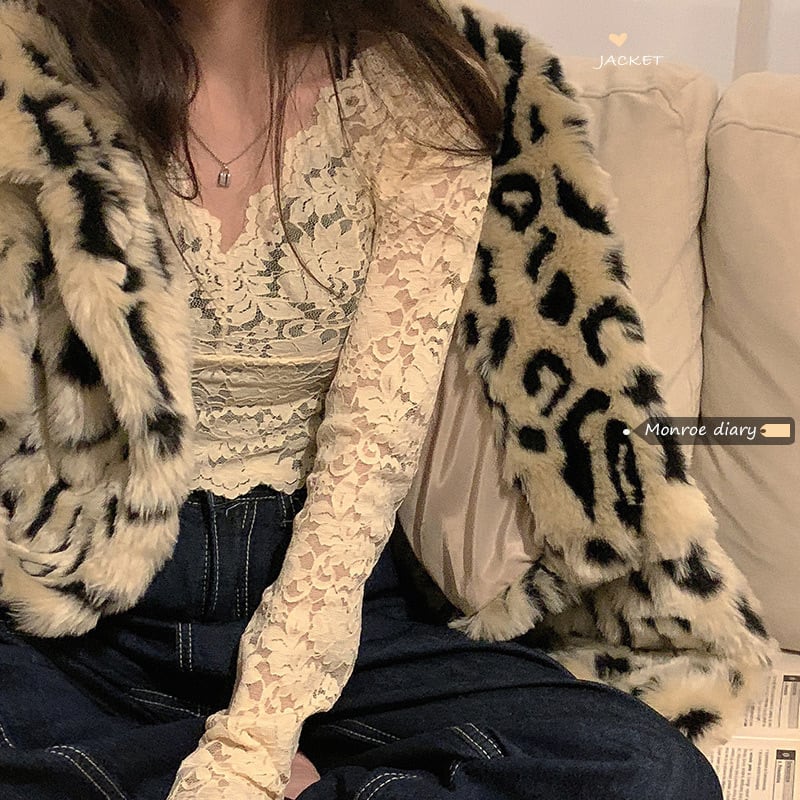 レースシャツ オータム薄手Vネックスリムトップス ロング 大人ガーリー スウィート キュート カジュアル 秋物 モンロー50551591949