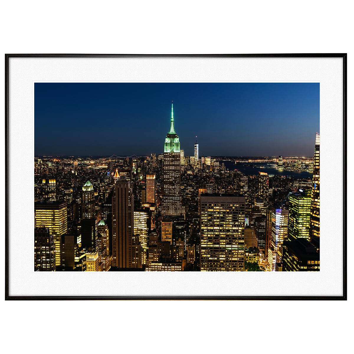 夜景写真 アメリカ エンパイア・ステート・ビルディング インテリアアートポスター額装 AS0943