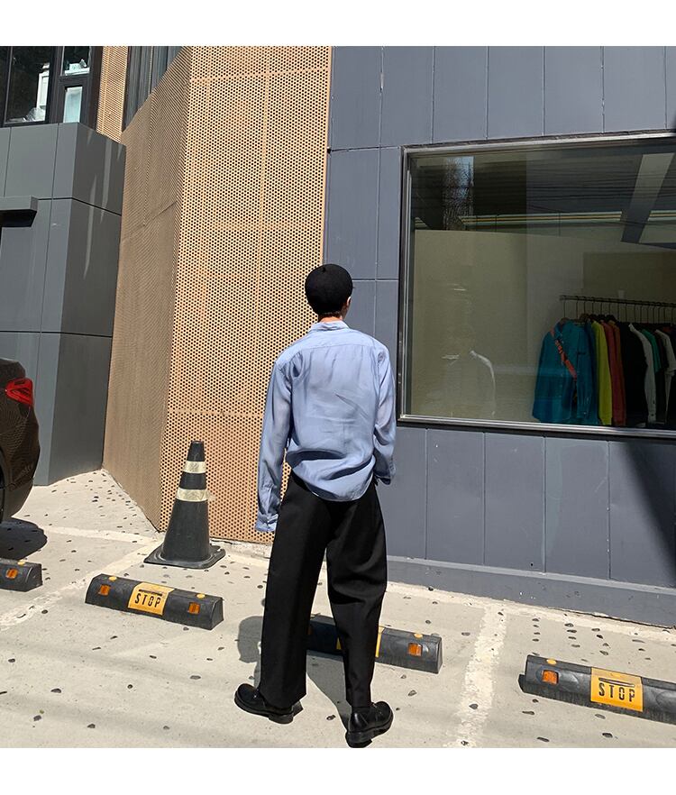 全3色 シャツ トップス 無地 カジュアル 長袖 おしゃれ