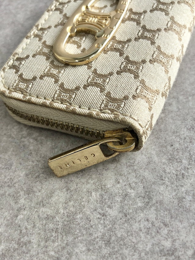 CELINE セリーヌ ブラゾン コインケース ベージュ トリオンフ ジャガード vintage ヴィンテージ オールド nrkpks