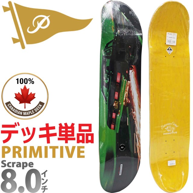 プリミティブ スケボー デッキ │8.0インチ│ Primitive Skateboards Scrape Deck スクレープ 公認モデル カットバック