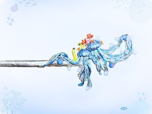 オーダーメイドのかんざし - 海の愛らしい生き物を取り入れたデザイン