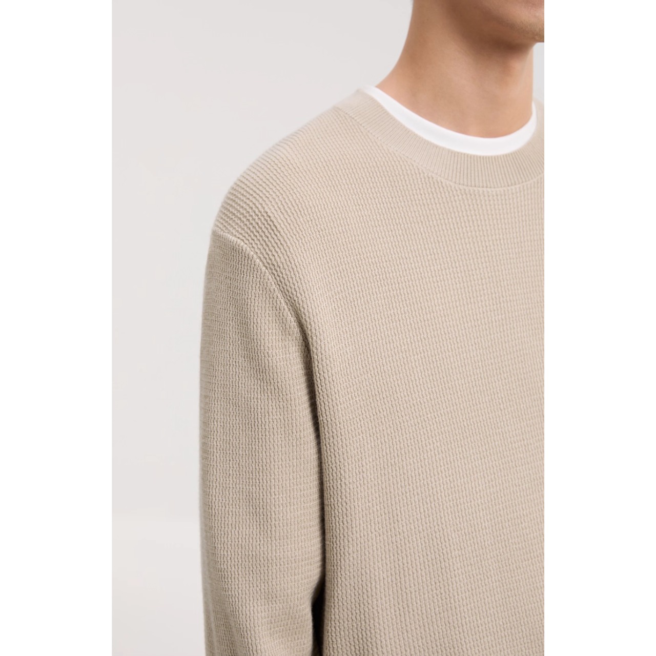 ラウンドネック 長袖ニットソー af0347