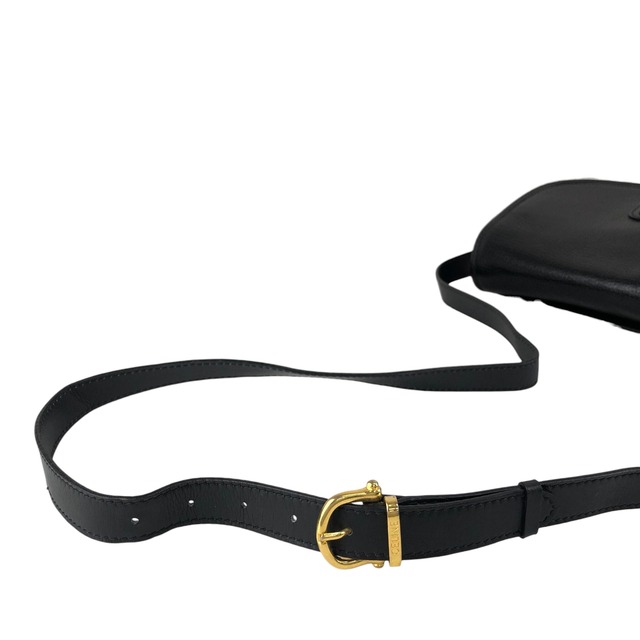 CELINE セリーヌ ショルダーバッグ ブラック ブラゾン型押し フロントバックル レザー vintage ヴィンテージ オールド 4n3ttr
