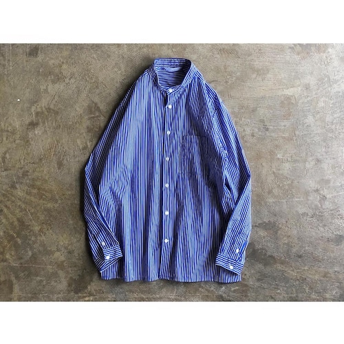 Manual Alphabet (マニュアルアルファベット) 80/2 Typewriter Stripe Band Collar Shirt