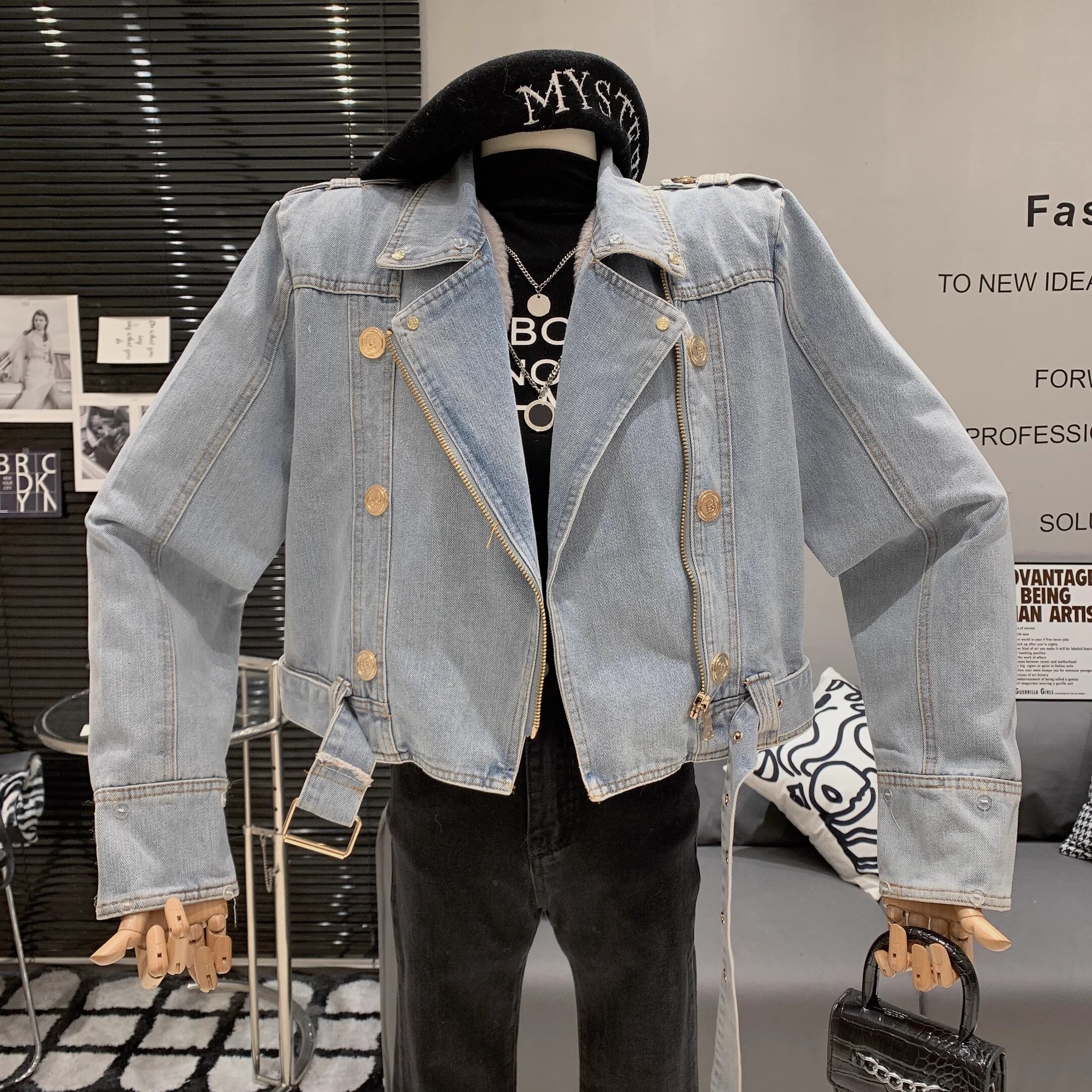 ファー デニムジャッケット S〜XL ルーズ outer】ファーデニムジャケット M19108 | nanastyle