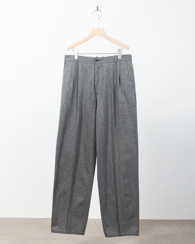 baggy silhouette marbling cotton tuck slacks