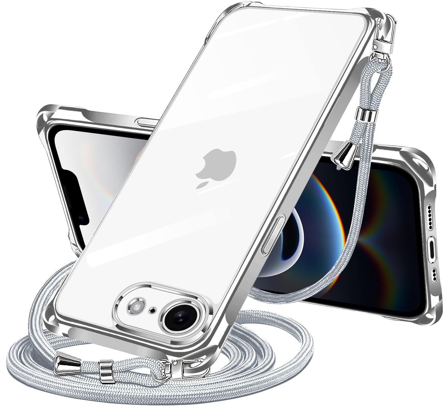 NISIILNG iPhone SE 第3/2世代 7 8 用 ケース クリア ショルダー あいふぉんse3 ケース 紐付き 縦/横 2WAY