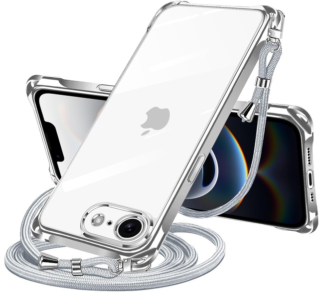 NISIILNG iPhone SE 第3/2世代 7 8 用 ケース クリア ショルダー あいふぉんse3 ケース 紐付き 縦/横 2WAY