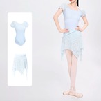 レース パフスリーブ レオタード ヘムスカート セット 2色展開 L1538