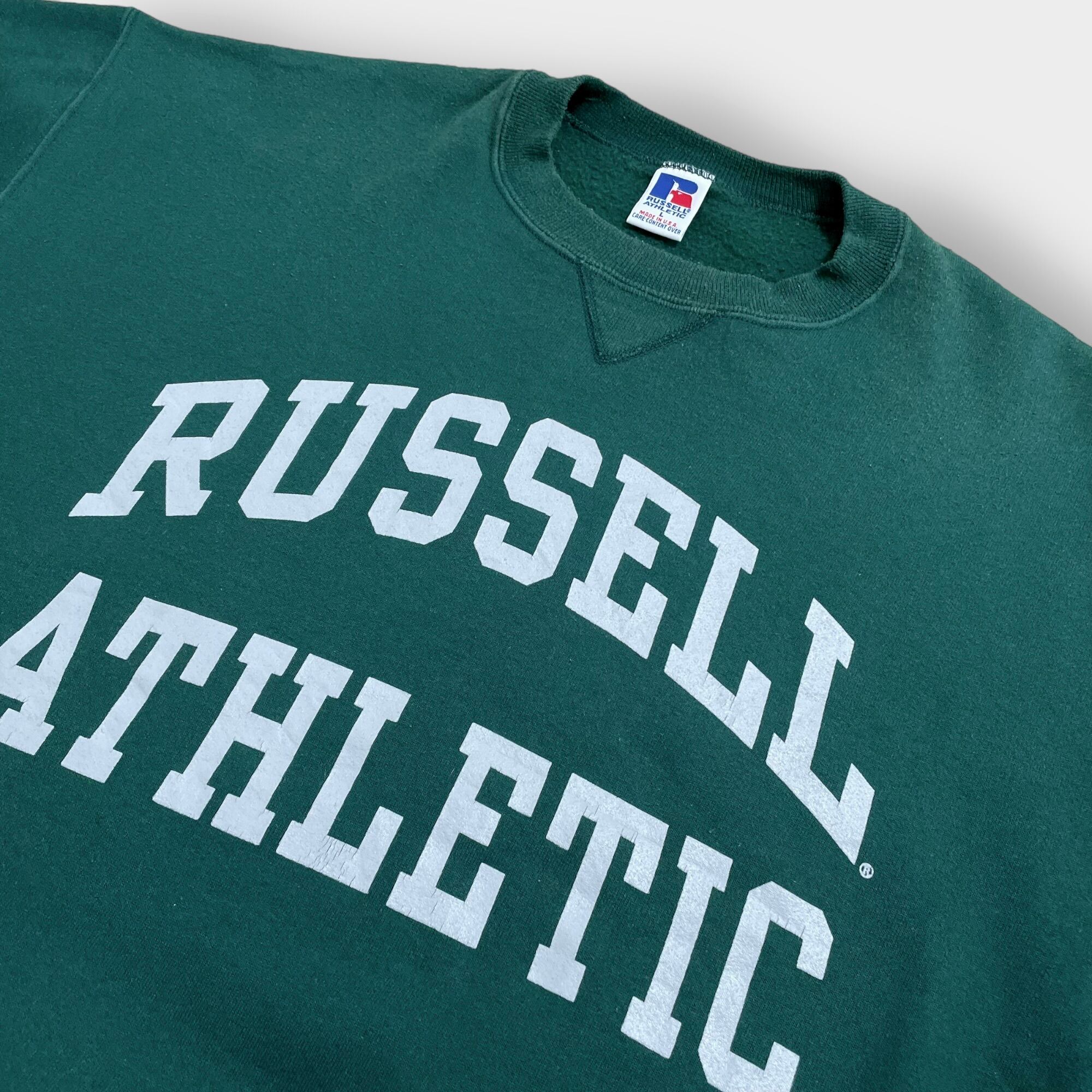 貴重 60s ビンテージ USA製 RUSSELL 2段プリント ロゴ Tシャツ