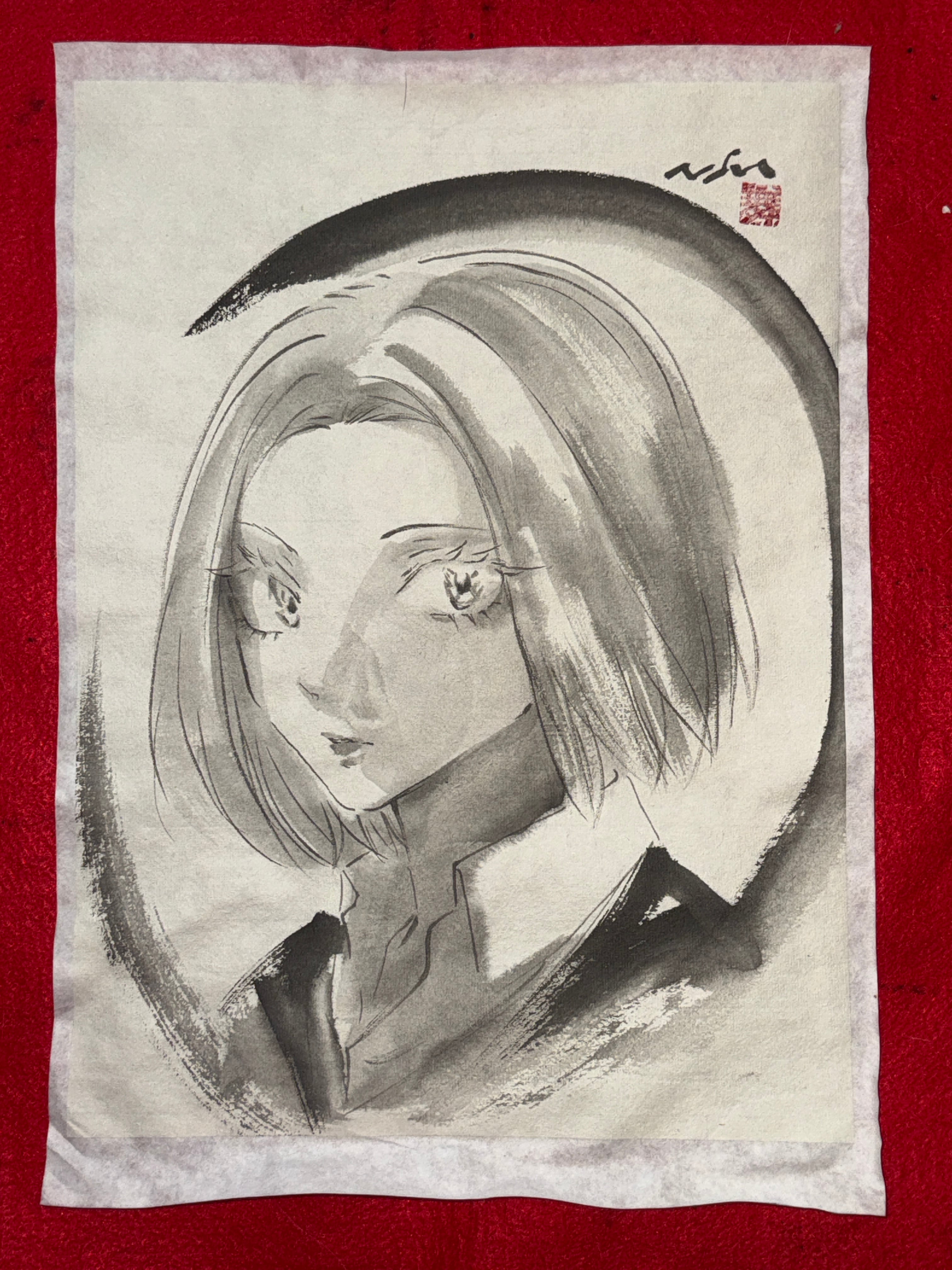 呪術廻戦 伏黒恵 肉筆画 墨絵 水墨画 美人画 原画 現品限り | まさい屋