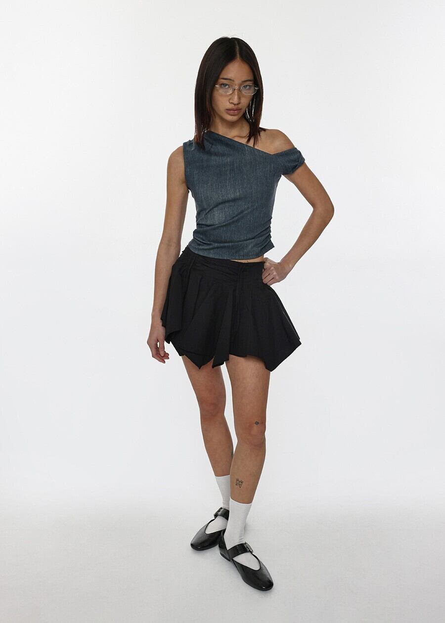 残2点！【IVE】ウォニョン 着用 オフショルダー レイヤード トップス シャツ ☆IVE ウォニョン 着用！！【NOT YOUR ROSE】Lily top (Black) | もごつ