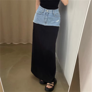 【送料無料】 スカート 2色 ロングスカート ロング マキシ丈 フレア Aライン ハイウエスト バイカラー デニム 異素材 切り換え ドッキング かわいい 大人可愛い きれいめ カジュアル 大人 上品 おしゃれ お洒落 こなれ感 コンサバ系 ラフ 抜け感 レディライク 無地 春 夏 誕生日会 20代 30代 40代 レディース 女性用 ママ服 デート お出かけ お呼ばれ 休日 アウトドア お茶会 女子会 授業参観 着回し 普段使い ファッション コーデ スタイル 楽ちん 定番 プチプラ 着痩せ