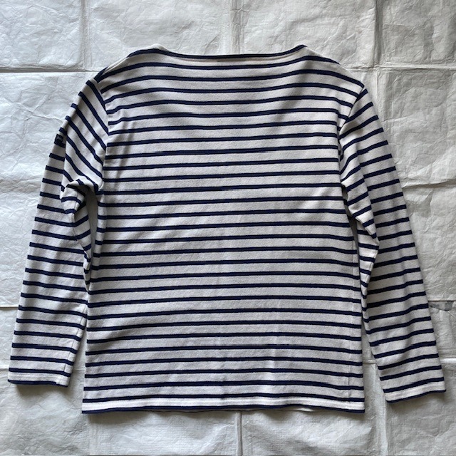 SAINT JAMES セントジェームス ウエッソン バスクシャツ ボートネック ボーダー フランス製 ネイビー×生成り 古着 T3.5 画像4