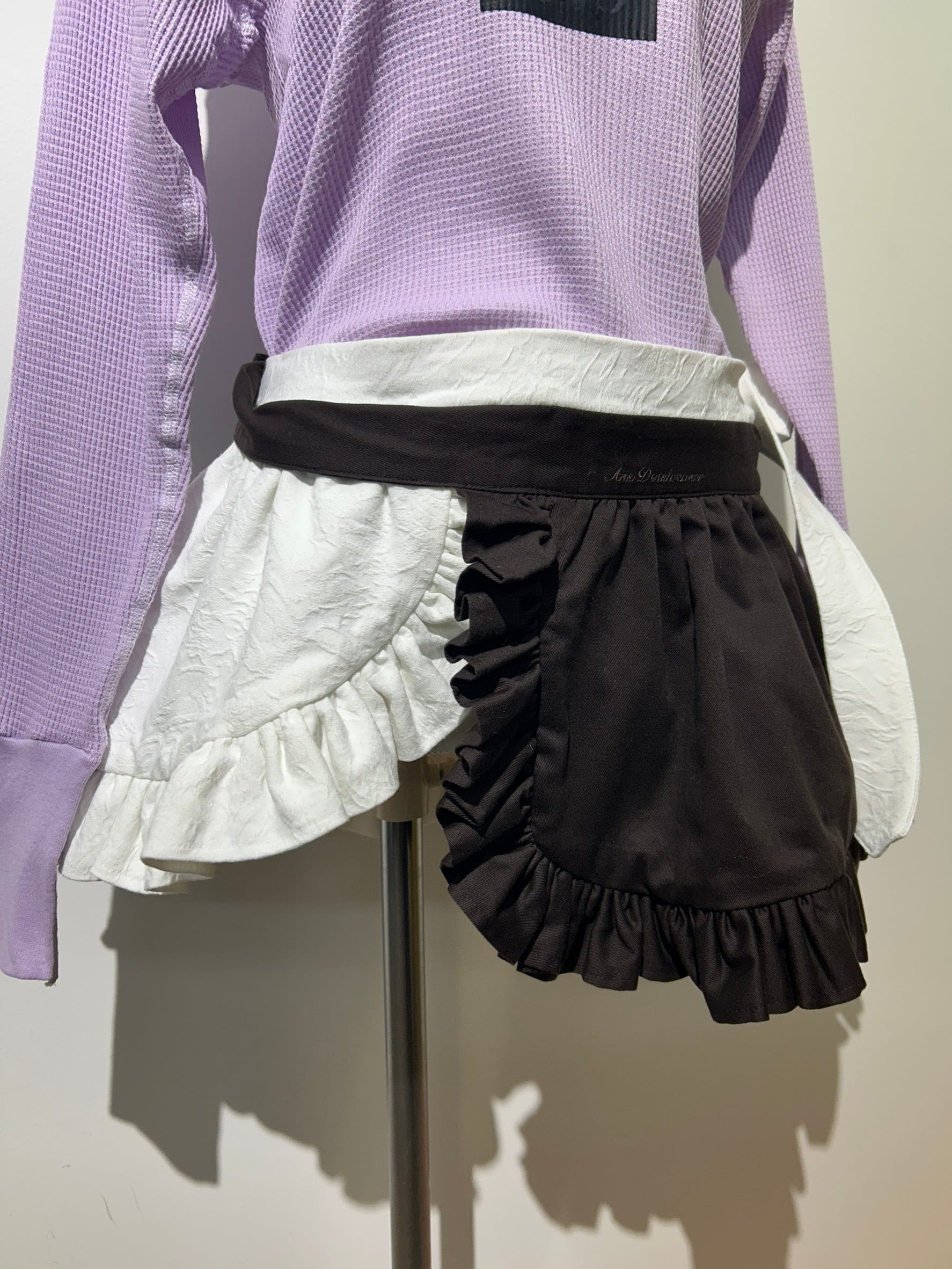 Ans Dotsloevner apron skirt mini / brown white