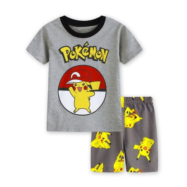 Eoicioi tシャツパンツセット赤ちゃん男の子女の子漫画ピカチュウ猫スーパーマン服セットパジャマ子供のための子供のパジャマ夏2-7