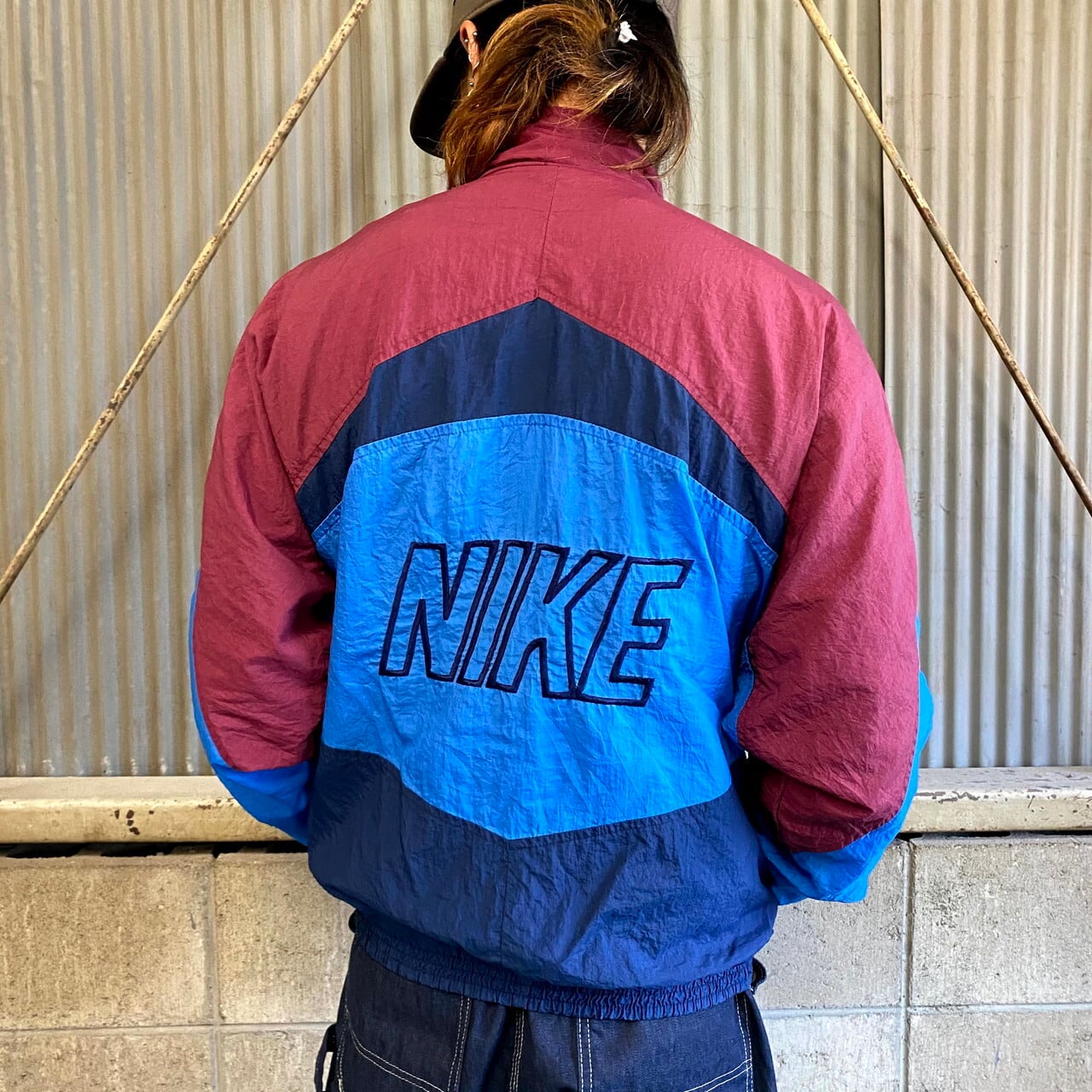 90s NIKE ナイキ 銀タグ 刺繍ロゴ 中綿 ナイロンジャケット パーカー