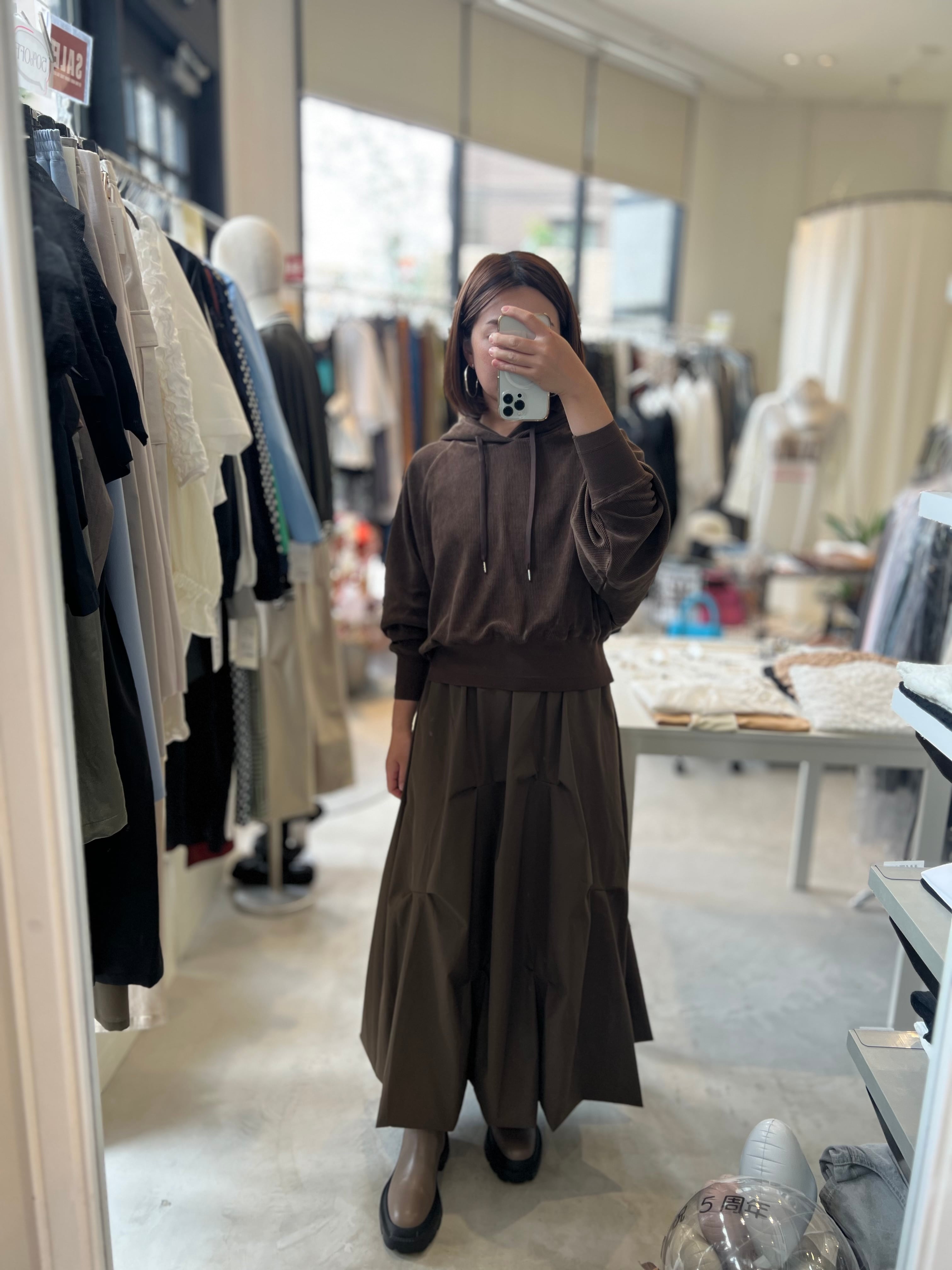 【SELECT】ベロアライクサーマルラグランフーディー 45-0694