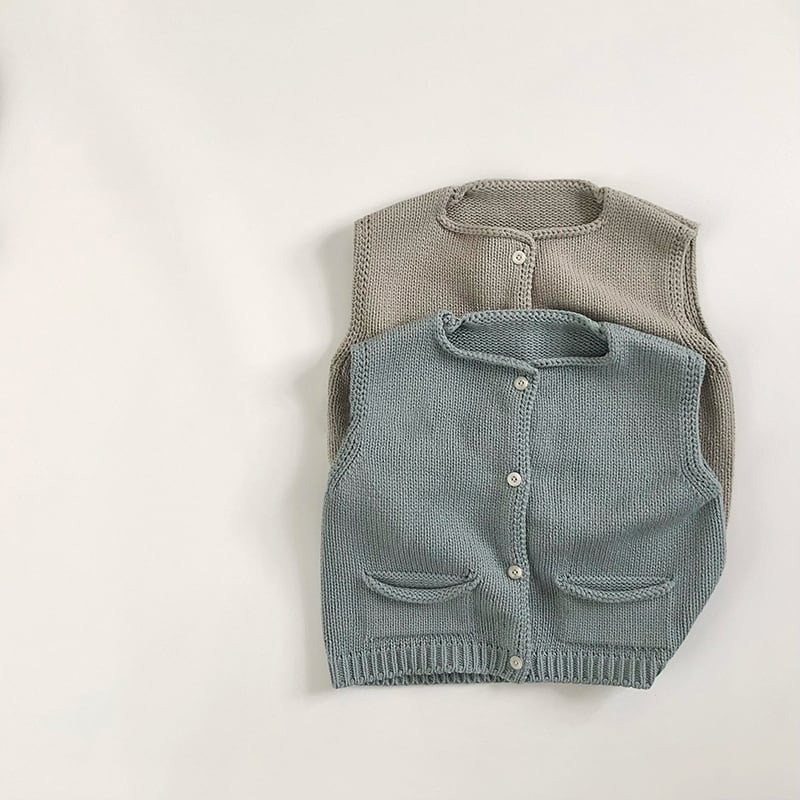 【BABY&KID】秋新作 ニット無地ベスト