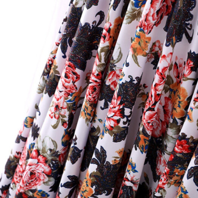 ロングスリーブ フラワープリント ダンスドレス ds1494