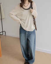 Uneck layered long sleeve Shirt set T20052