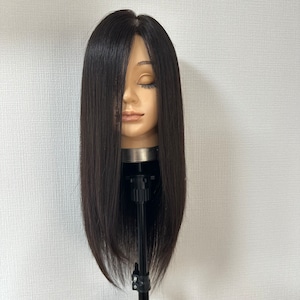 毛量減 羽ウィッグ 50cm ナチュラルブラック スキンレース生え際タイプ 百合子ウィッグレミー人毛100%