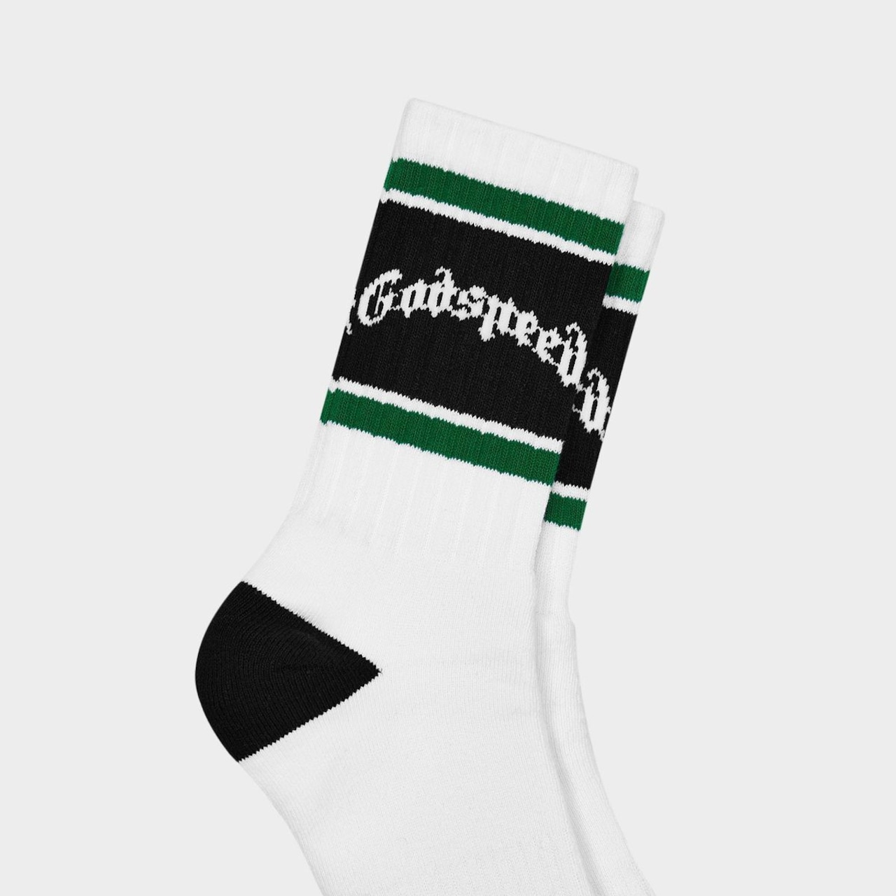 GOD SPEED / og logo striped sock white green