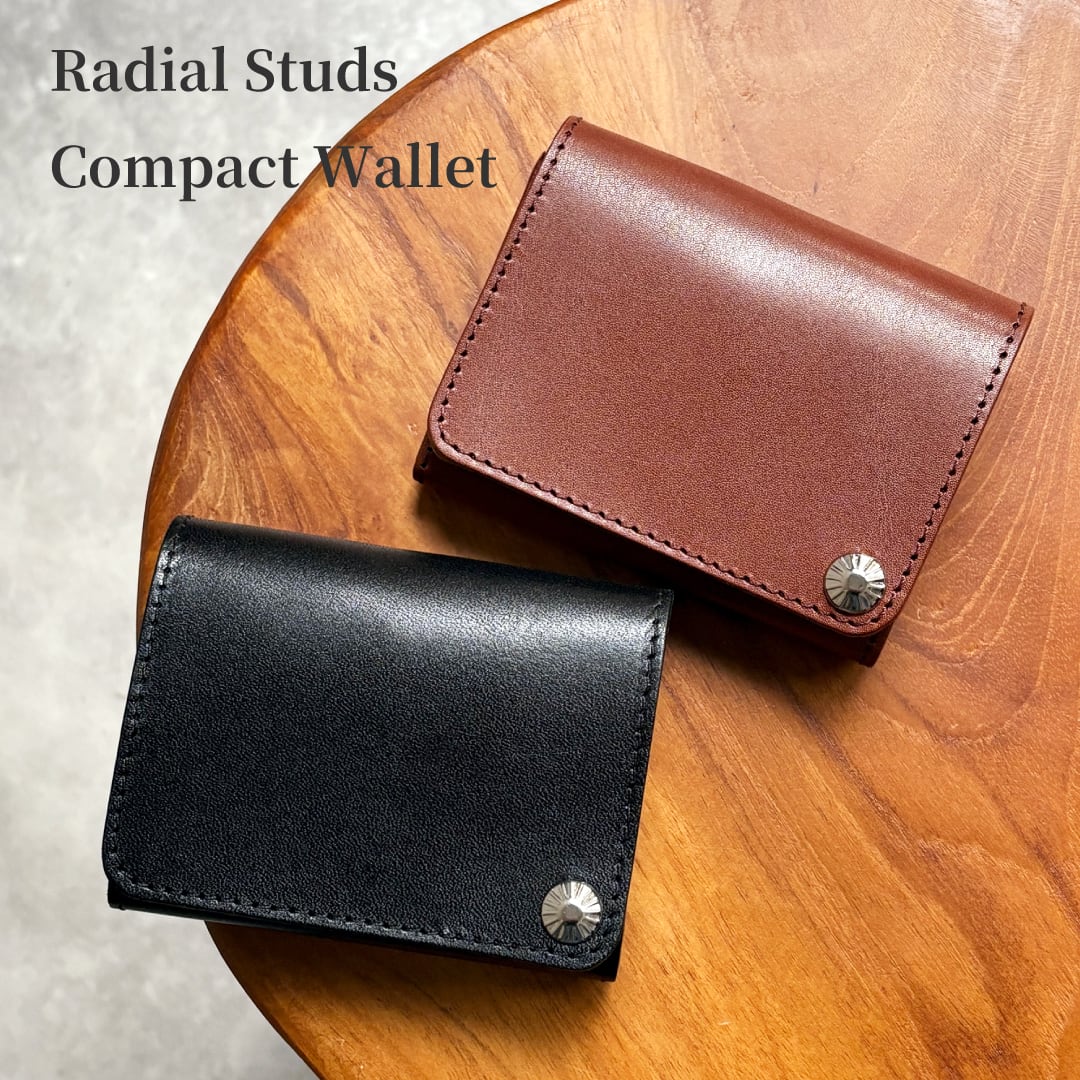 栃木レザー スタッズ コンパクト財布 5色展開 日本製 Made in Japan