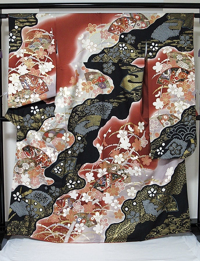 特選】岩田專太郎 振袖 正絹 綸子/手描友禅 松竹梅文/パープル 特選】岩田專太郎 振袖 正絹 綸子/手描友禅 松竹梅文/パープル