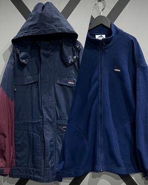 【X VINTAGE】90's "adidas" "3way" Vintage Loose Nylon Half Jacket