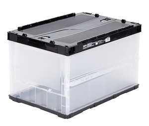 【努力特価】 トラスコ中山(TRUSCO) 薄型折りたたみコンテナ モノトーンカラー 50L ロックフタ付 TR-C50B-A-MONO 収納ケース 収納ボックス
