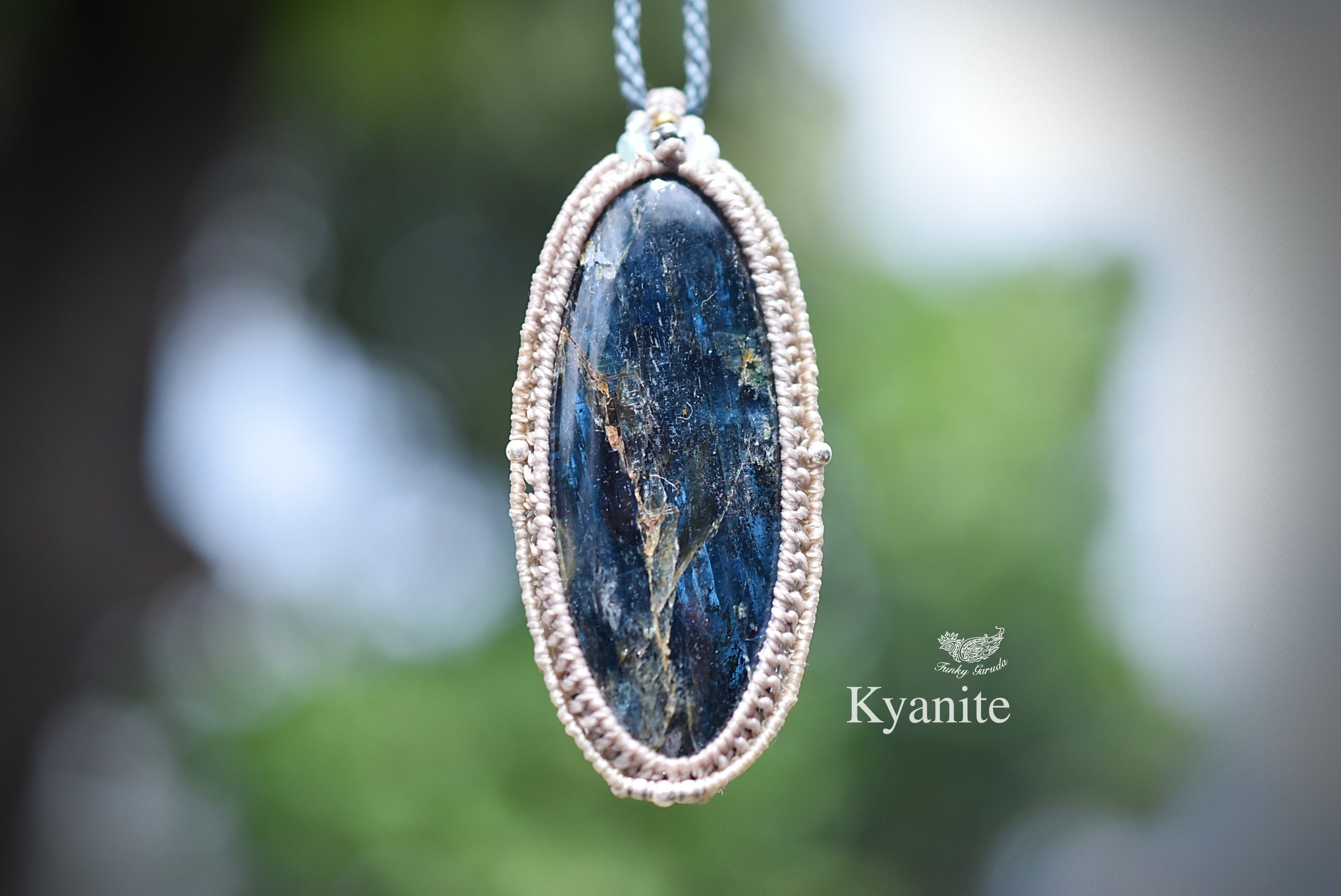 虹入り大粒★モスカイヤナイト マクラメネックレス915