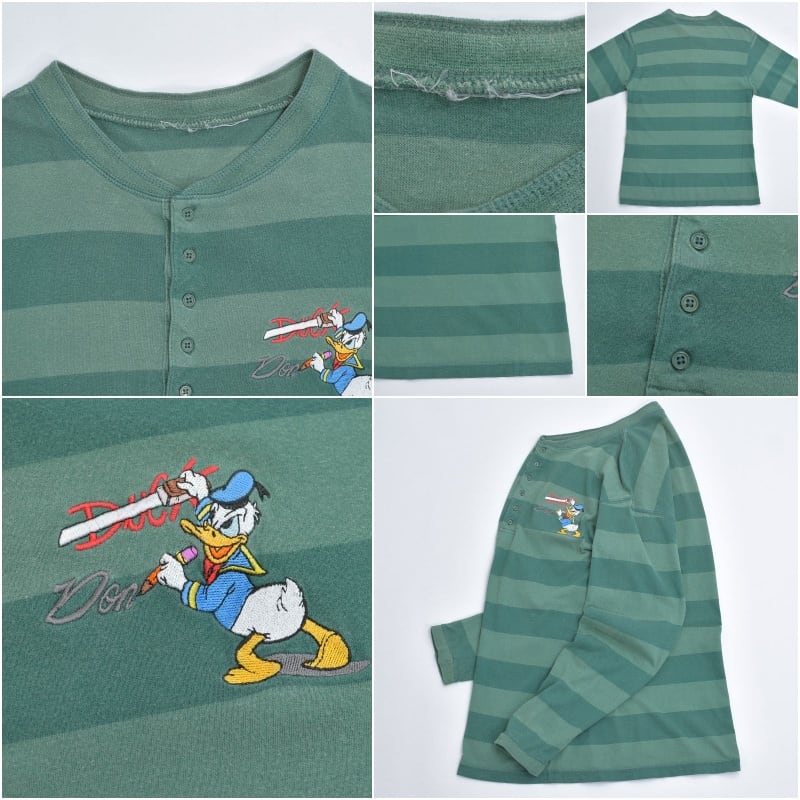 90s Disney ディズニー ドナルドダック キャラクター 刺繍 ボーダー