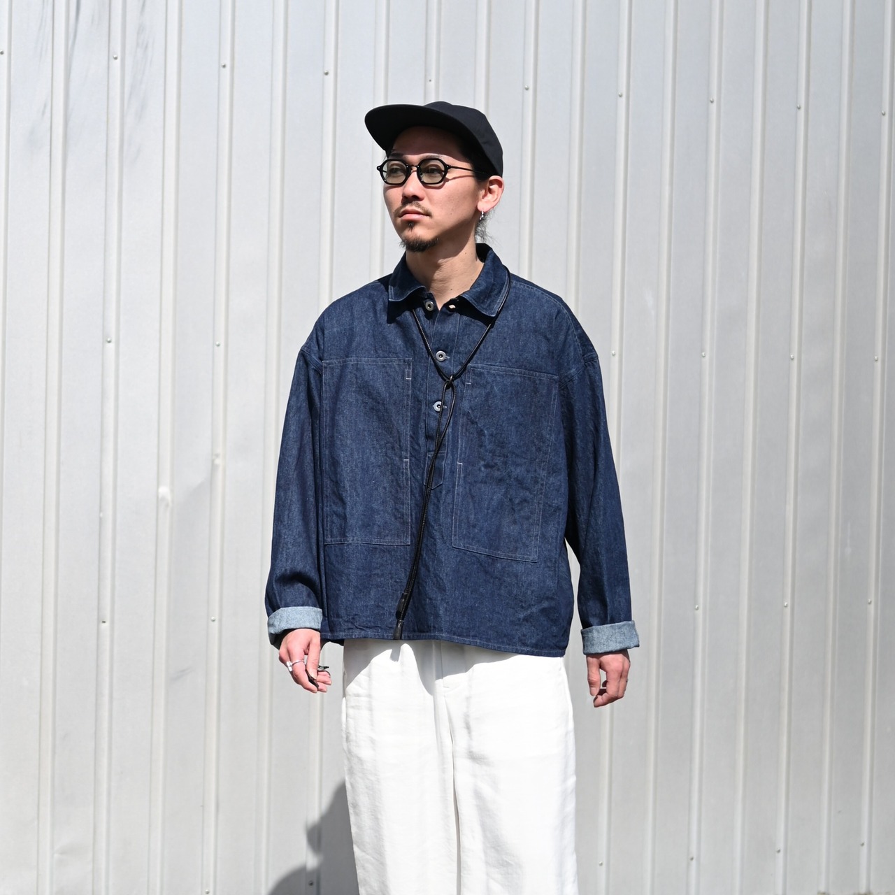 YASHIKI(ヤシキ）Shunko Cardiganネイビー、インテリム  9.3oz HEMP ORGANIC DENIM HYPER BIG SINGLE NEEDLE US ARMY PULLOVER JACKET