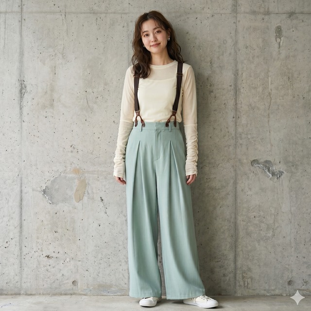 ★9月3~7日POPUP販売限定★Mia Asterism 合皮サスペンダー付き 大人ワイドパンツ【1644143】