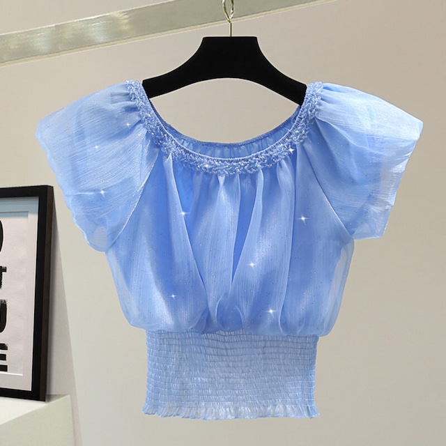 Puff sleeve chiffon blouse　M4057