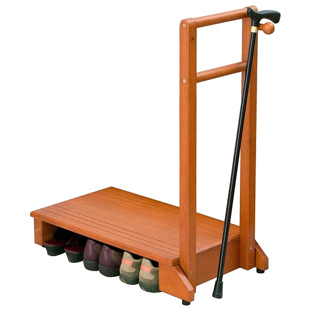 ビータ(Vita) 手すり付き玄関台 ブラウン 幅70×奥行35×高さ78cm 