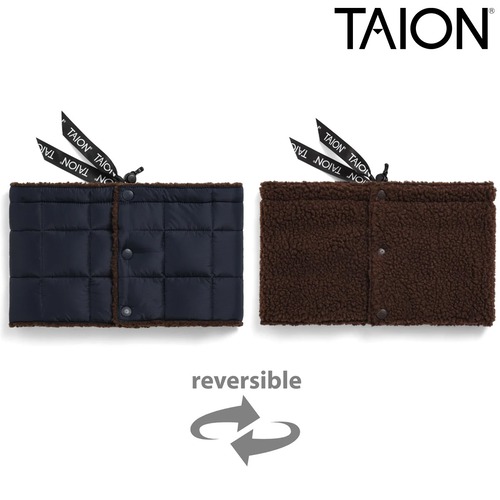 TAION タイオン マウンテン リバーシブル ダウンネックウォーマー 800FP ダウン95% ボア マイクロリップストップ アジャスター付き 防寒 保温 ユニセックス TAION-R203MT D.NAVY×D.CHOCO