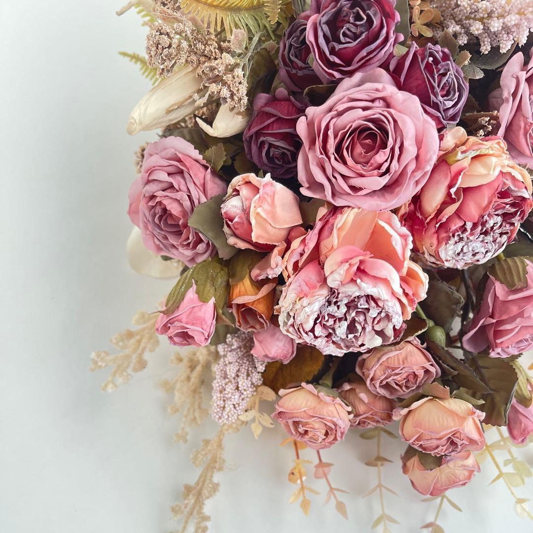 ドライフラワー風 光触媒 ローズスワッグ アンティークピンク ドライ