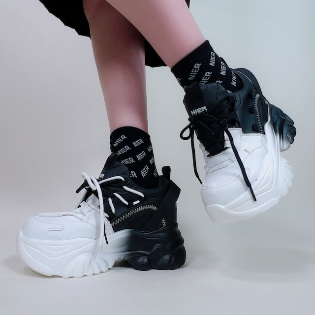 自在アレンジBI-COLOR SHOES《BLACK×WHITE》【身長約8.5cmUP】