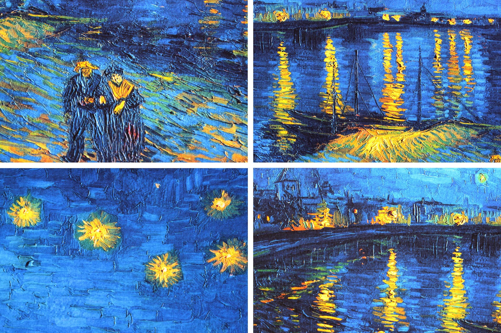 ゴッホ 絵画「ローヌ川の星月夜」額縁4色選択可能 作品証明書 展示用