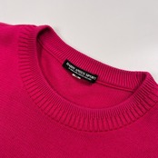HARDY AMIES ハーディエイミス ゴルフ刺繍入り 長袖 コットンニット セーター /ショッキングピンク系/日本製/薄手