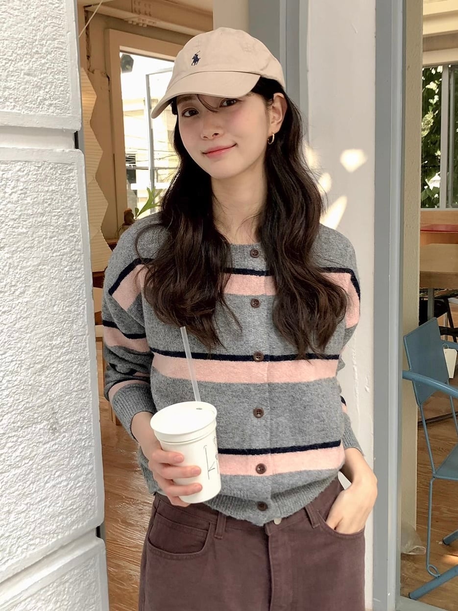 マルチボーダーニットカーディガン.1437