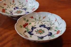 伊万里焼 色絵 花文 台皿 中皿 五寸