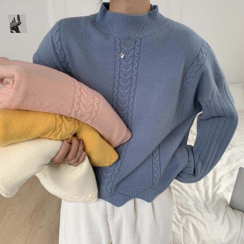 ホワイトセーター スプリングオータムスタイルルーズトップス ロング 春物 秋物 1号婦人5643104115