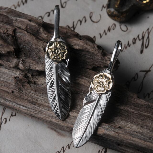 鷲見太郎 Pendant ペンダント】S K18イエローゴールドフェザー925