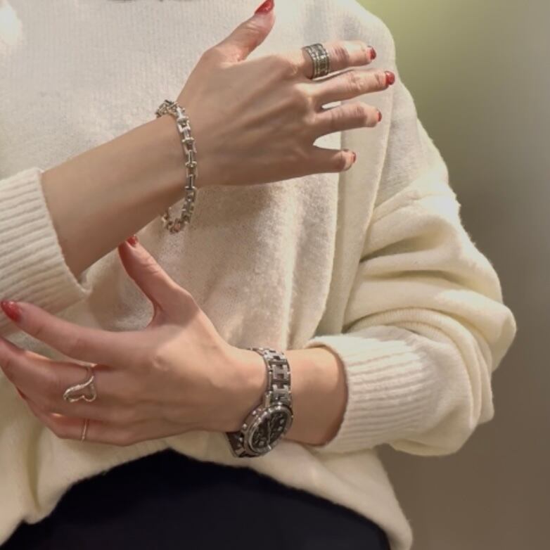 激レア【TIFFANY&CO. 】2333 ボリューム 重厚感Tモチーフ リンク