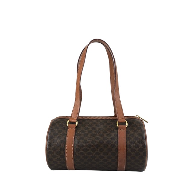 CELINE セリーヌ マカダム ハンドバッグ ブラウン ブラゾン型押し PVC ロールバッグ vintage ヴィンテージ オールド vph6bt