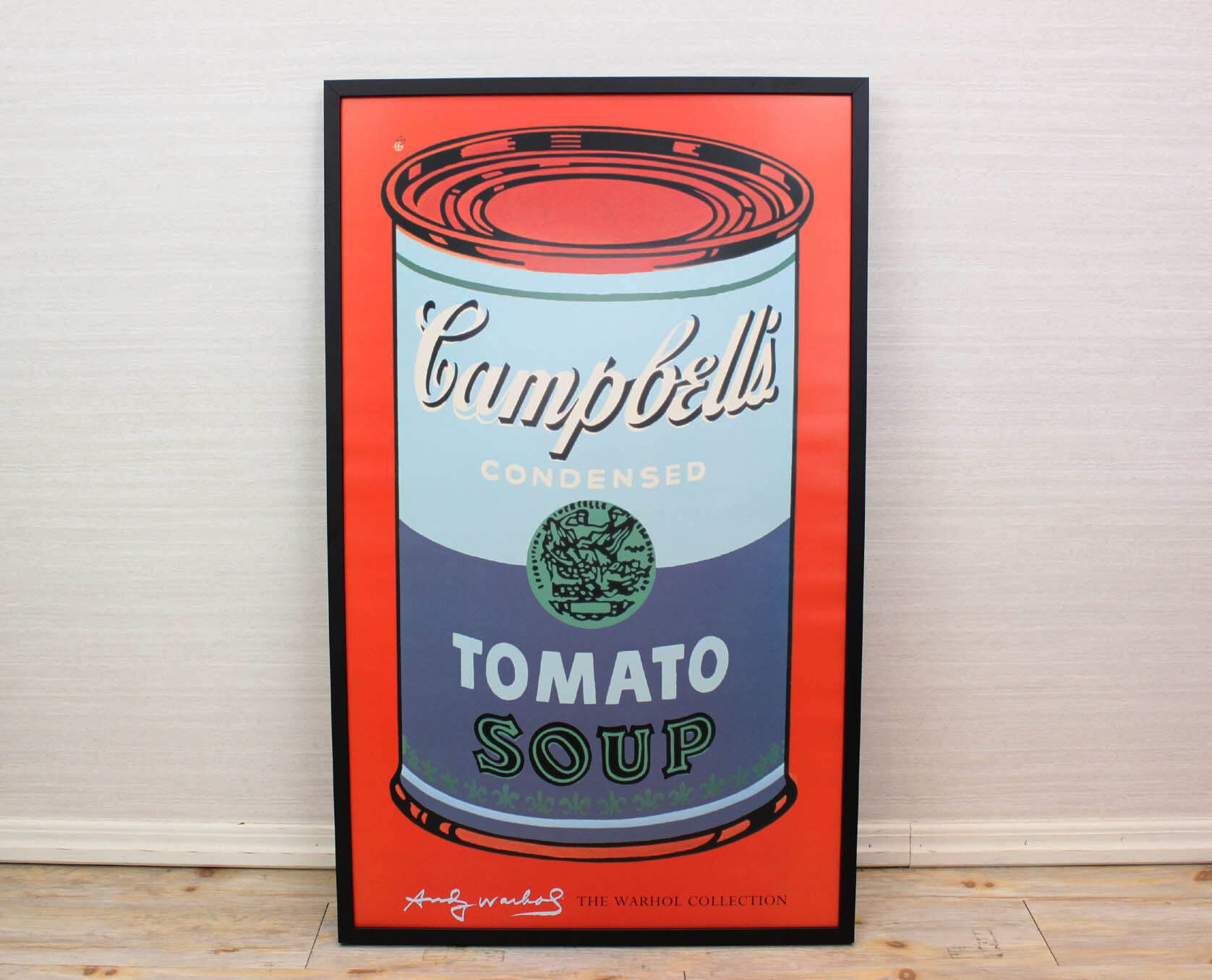 アンディ ウォーホル「キャンベル スープ(トマト/ブルー&パープル)1968」展示用フック付ポスター ポップアート 絵画